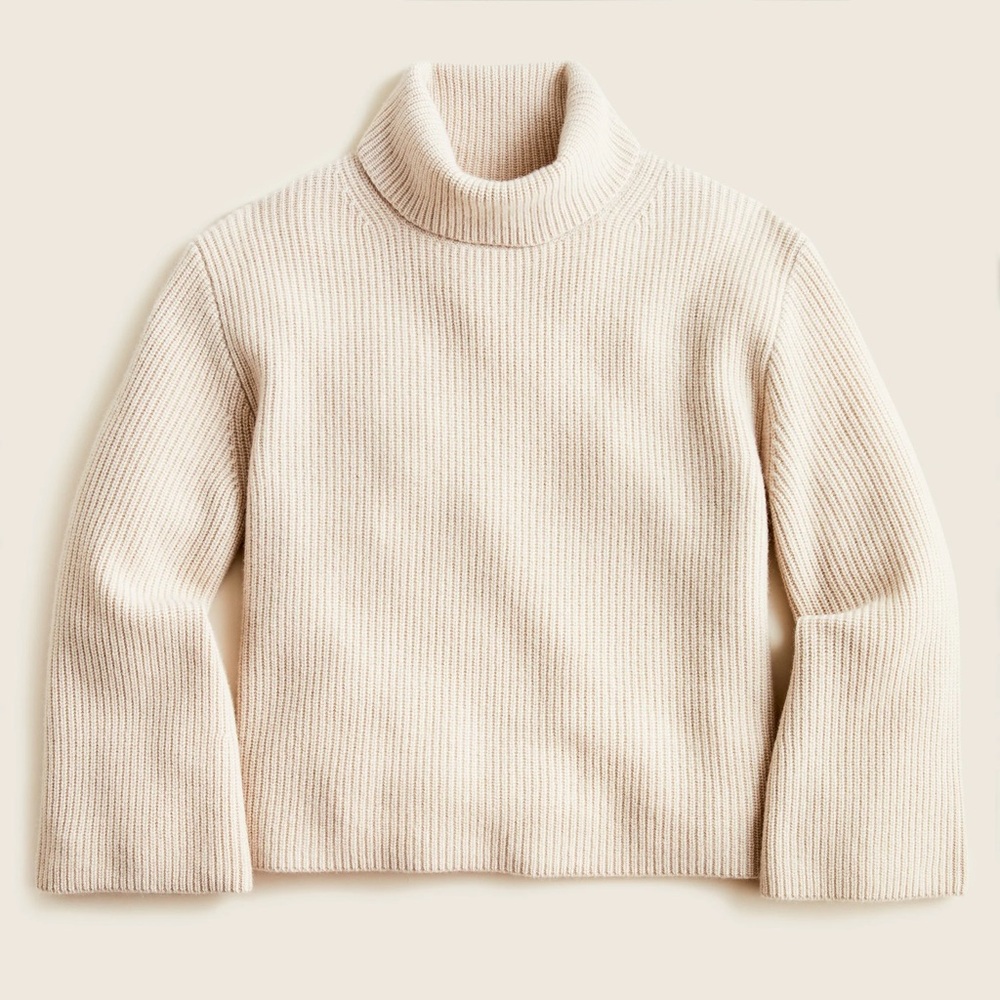 J. Crew Cream relaxed turtleneck cozy wool and cashmere blend Sweater L